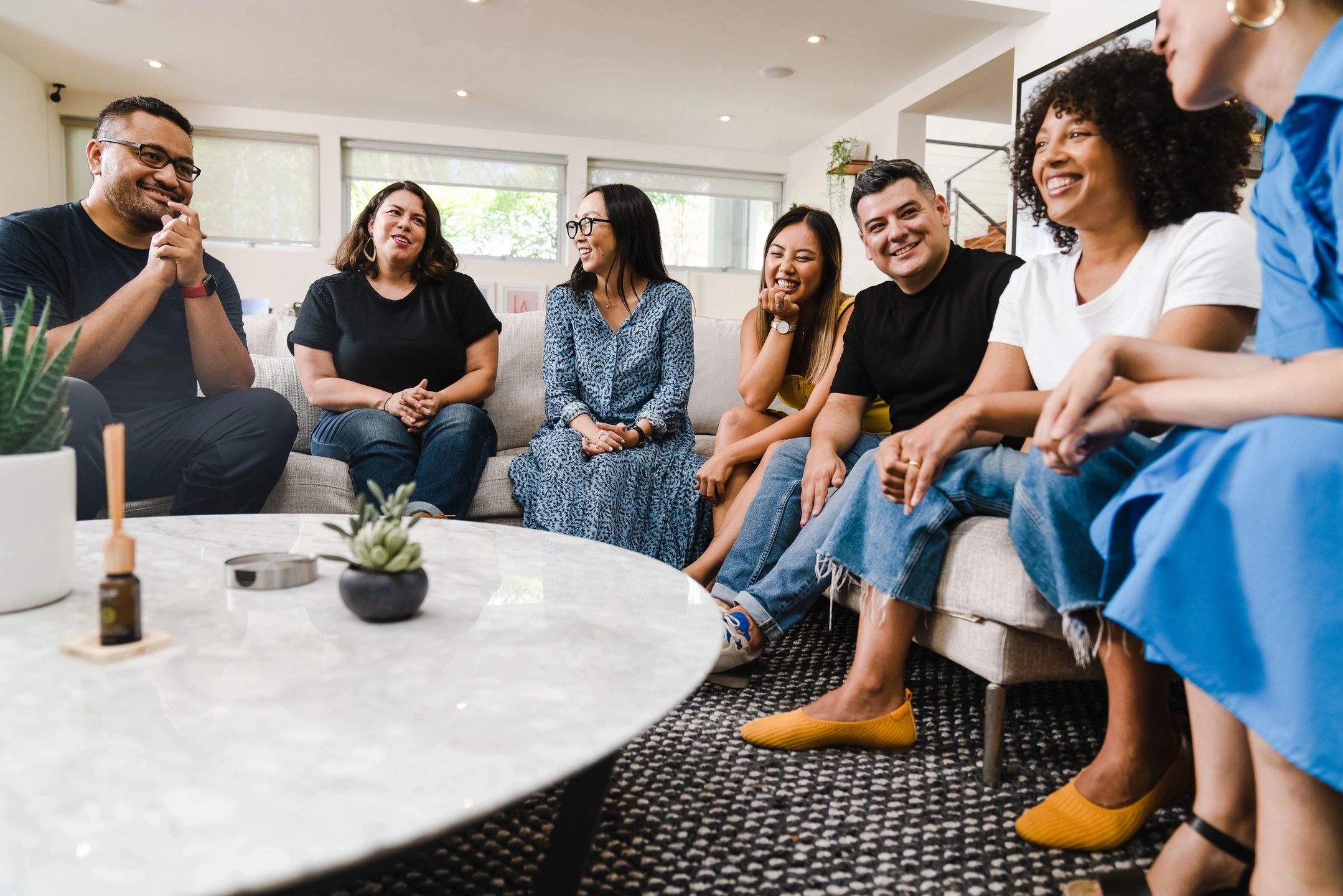 Group sitting around table