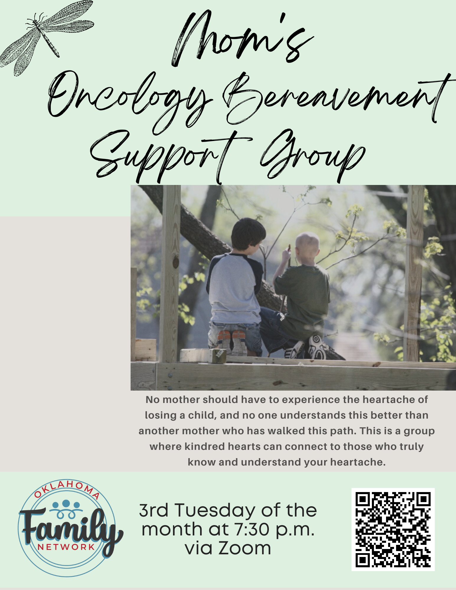 Mom's oncology bereavement support group meets the 3rd Tuesday of the month at 7:30 p.m. via Zoom
